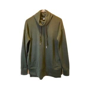 Get After It Women S Green Drawstring Cowl Neck Collar Casual Shirt